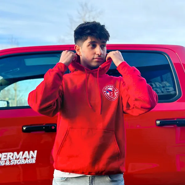 Superman Moving Red Crew Hoodie
